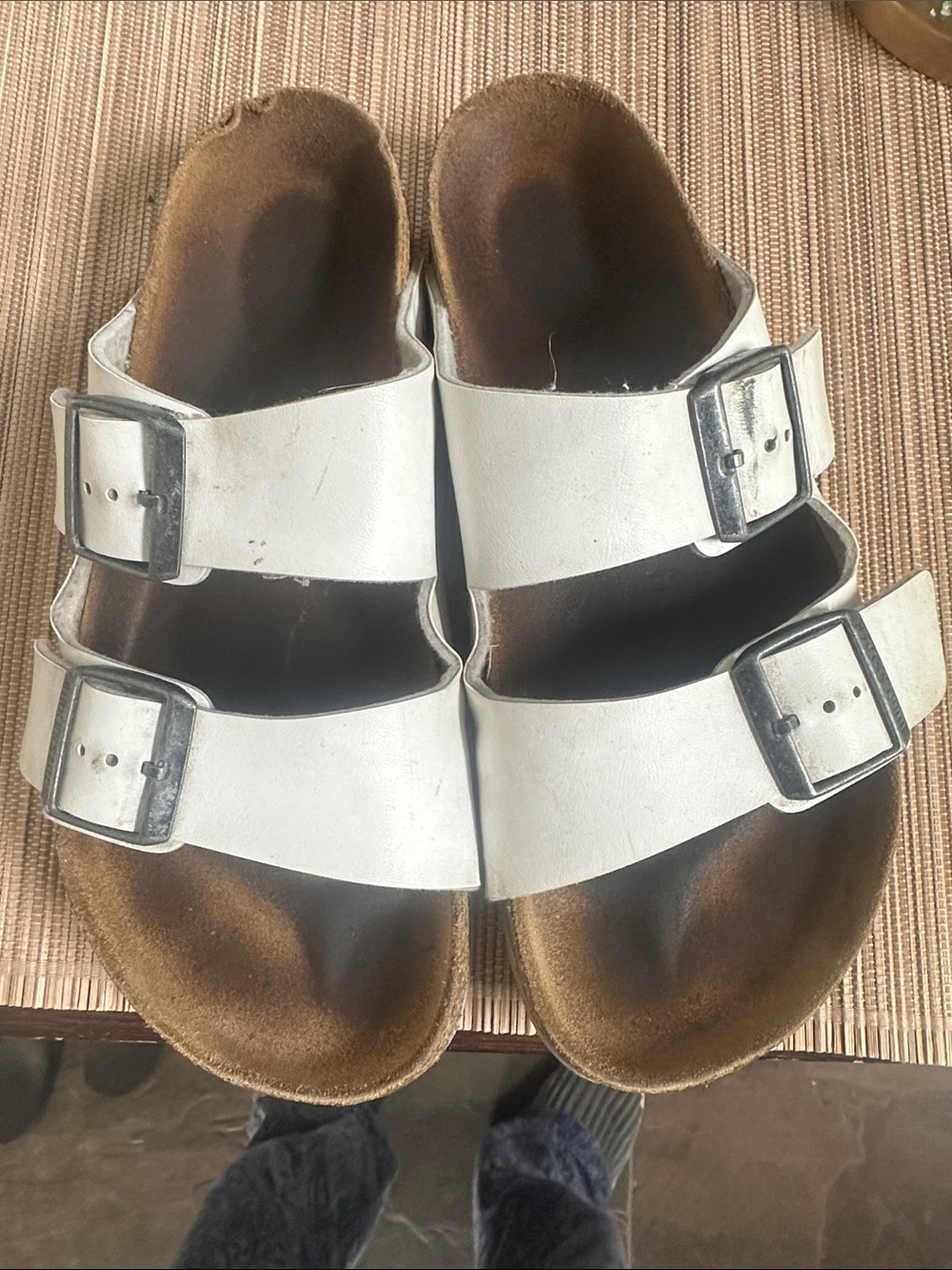 Birkenstock White Double-Buckle Sandals